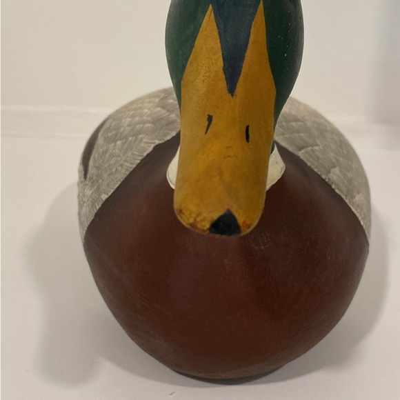 Vintage Signed Hand Carved Duck Mallard Drake Wood Decoy - Picture 2 of 9